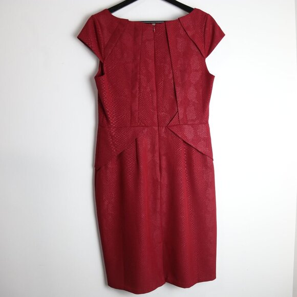 Adrianna Papell Sheath Stamped Textured Snake Skin Cap Sleeve Dress Size 12 - Picture 5 of 7